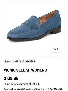 Vionic Sellah Suede Loafer in Dark Teal Size 6.5